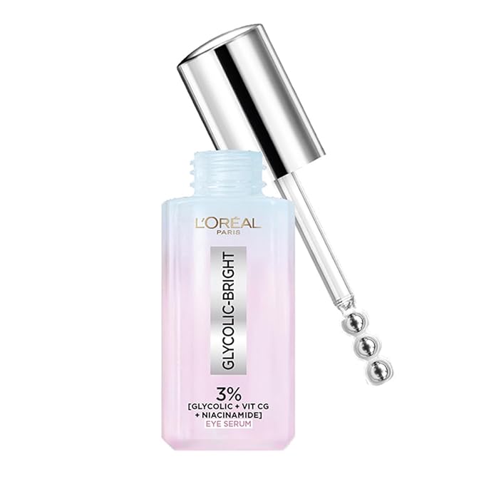 L’Oréal Paris Glycolic Bright Dark Circle Eye Serum with 3% [GLYCOLIC + VIT CG + NIACINAMIDE], 20ml