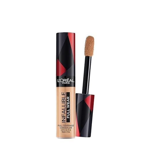 L’Oreal Paris Full Coverage Concealer, Waterproof Formula, For Undereye Circles and Blemishes, For Highlighting and Contouring, Infallible, Shade: 312, 10g
