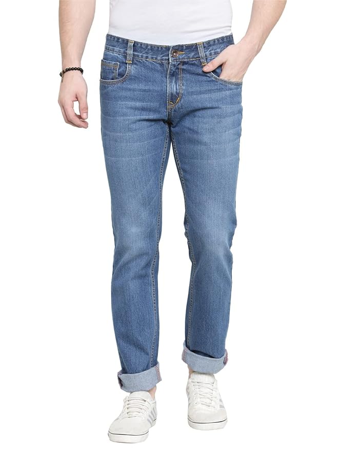 Billford Men’s Comfortable Stretchable Casual Denim Jeans Slim Fit Mid Rise Flat Front Full Length Modern & Fashionable for Casual Wear Comfort and Flexibility