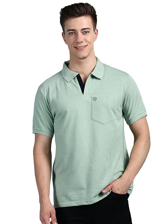 Lux Cozi Men’s Regular Fit Polo Neck Half Sleeve Solid Casual T-Shirt with Chest Pocket for Casual Wear | Polo T-Shirt for Men |