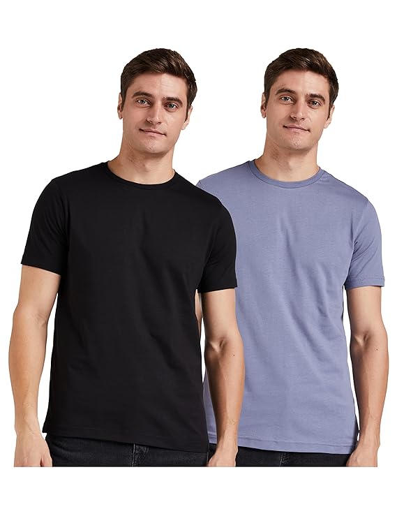 Amazon Brand – Symbol Men’s Cotton T Shirt | Round Neck | Half Sleeve | Plain | Combo Pack of 2-Regular Fit (Available in Plus Size)
