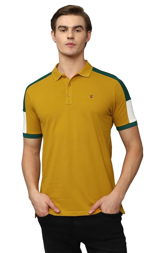 Louis Philippe Slim Fit Textured 100% Cotton Polo T-Shirt
