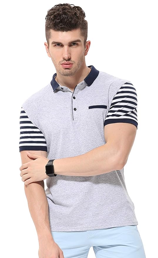 fanideaz Mens Branded Half Sleeve Cotton Striped Polo T-shirt for Mens || Polo Tshirt for Men || Branded Tshirt for Men