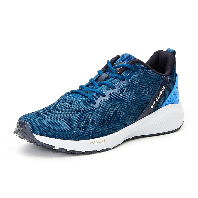 Campus Maxico Men's Running, Jogging, Gym, Sports, and Walking Shoes | Knitted Vamp Upper | Anti-Slip Outsole for Grip & Traction | Cushioned Insole | Shoes for Men with Lace-Up Closure