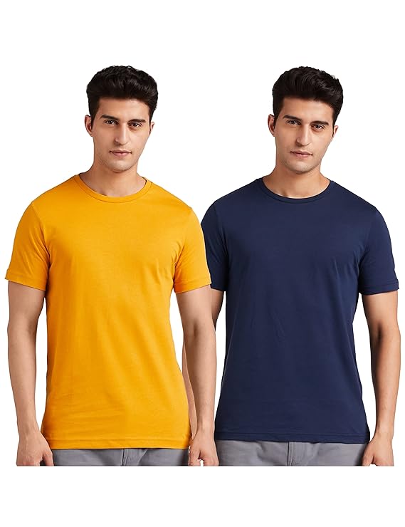 Amazon Brand – Symbol Men’s Cotton T Shirt | Round Neck | Half Sleeve | Plain | Combo Pack of 2 – Regular Fit (Available in Plus Size)