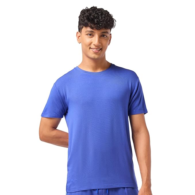 Bummer Men’s Solid Relaxed Fit Micro Modal Half Sleeve T-Shirt | Round Neck Lounge Shorts Tshirts