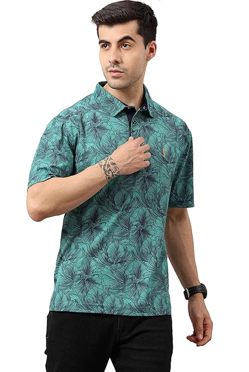 STELLERS Men’s Printed Polo T-Shirt | Ultra Soft | Wrinkle Free | Quick Dry | Stretchable | Lightweight | Regular Fit
