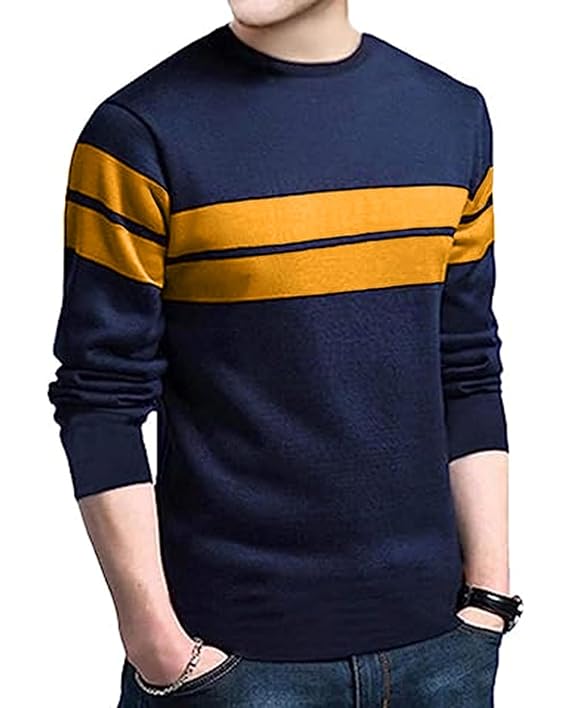 LEOTUDE Men’s Full Sleeve Regular Fit Tshirt, Round Neck Cottonblend T-Shirt (Color Multicolor)