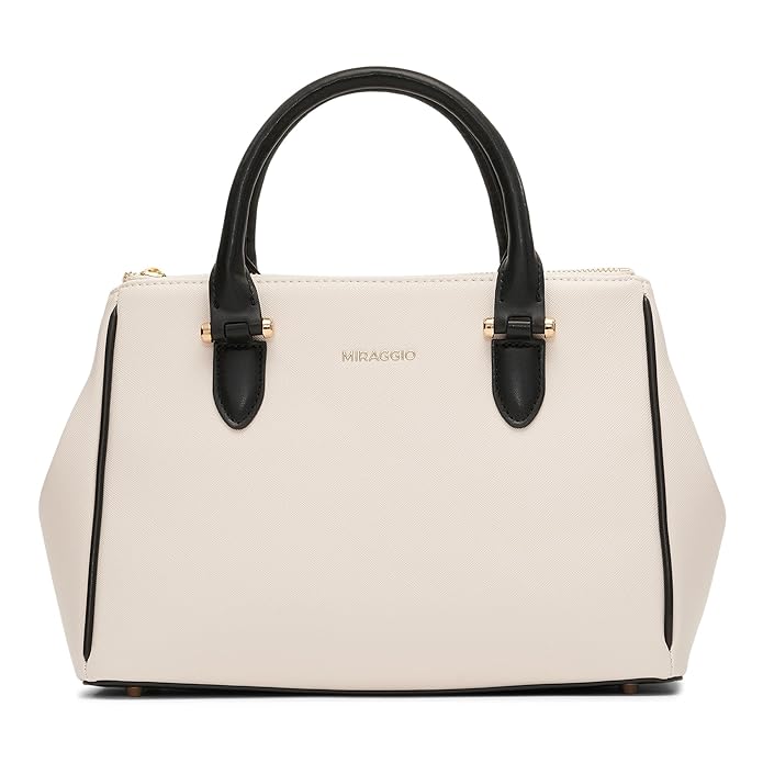 Miraggio Blair Solid Structured Handbag with Adjustable and Detachable Sling Strap for Women