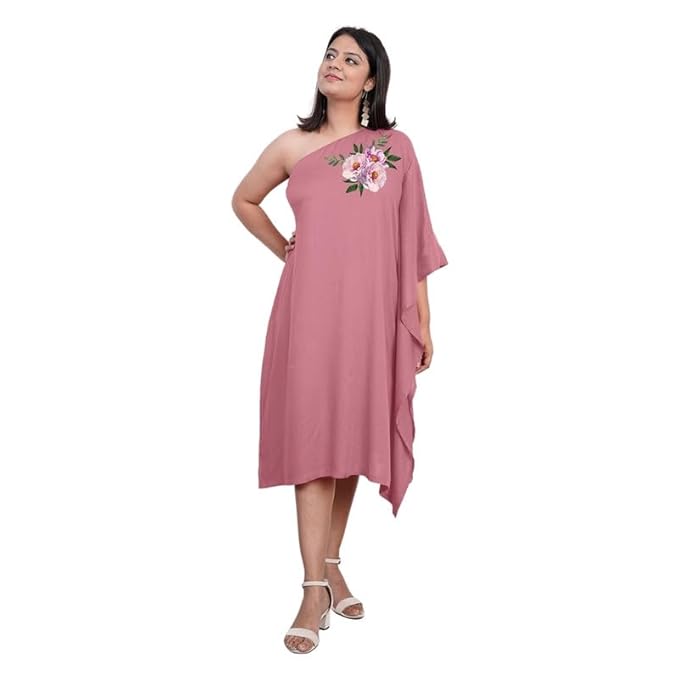 LetsDressUp Cotton One-Shoulder Dress for Women | XS to 8XL | Plus Size Dresses for Women | Printed Dresses| One-Shoulder Dress
