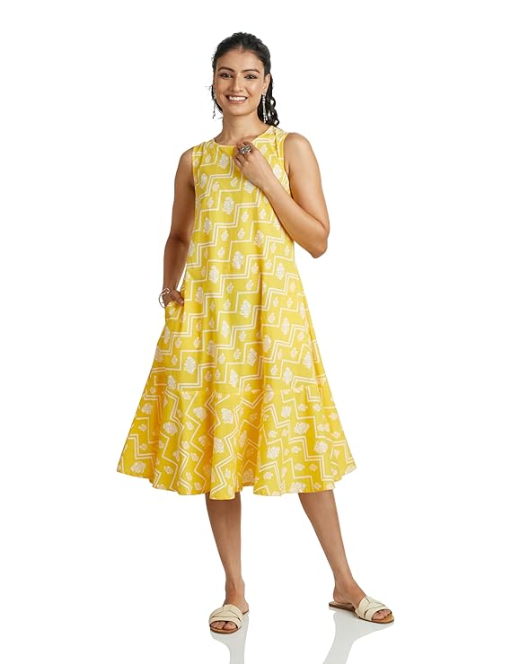 Amazon Brand - Myx Women's Rayon Knee-Length A-Line Dress