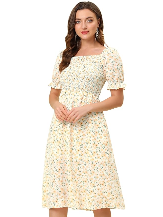 TOPLOT Dresses for Women Knee Length with Floral Print