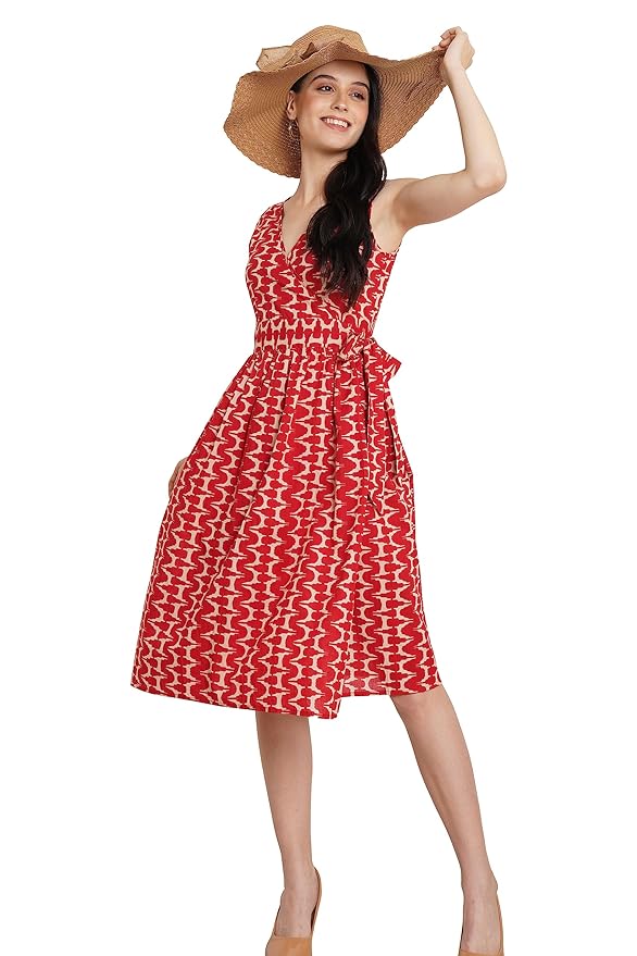 COTLAND Fashions Jaipuri Cotton Printed Wrap Around Dress for Women