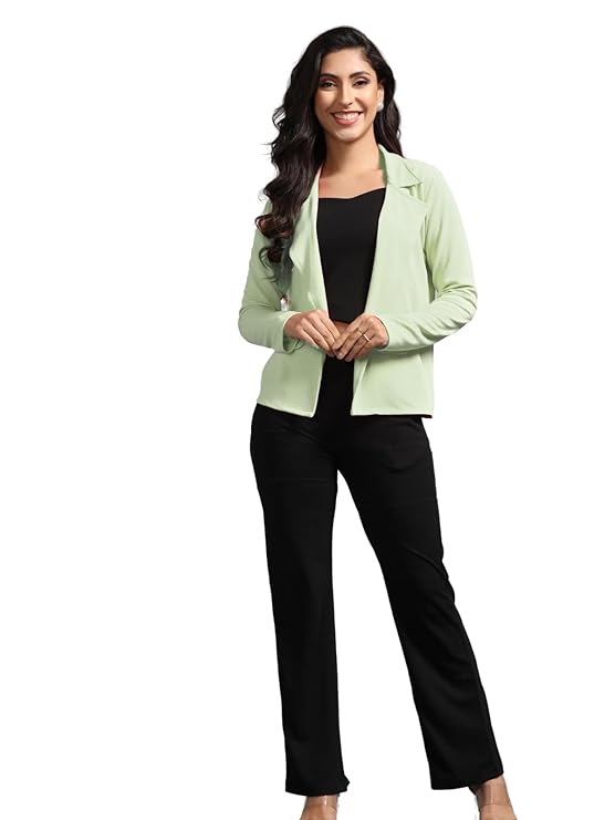 GRECIILOOKS Women Lycra Blend Western Blazer 3 piece co ord set