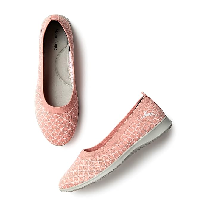 Marc Loire Women's Lightweight Athleisure Knitted Active Wear Slip-On Ballerina Casual Shoes for Daily Walking