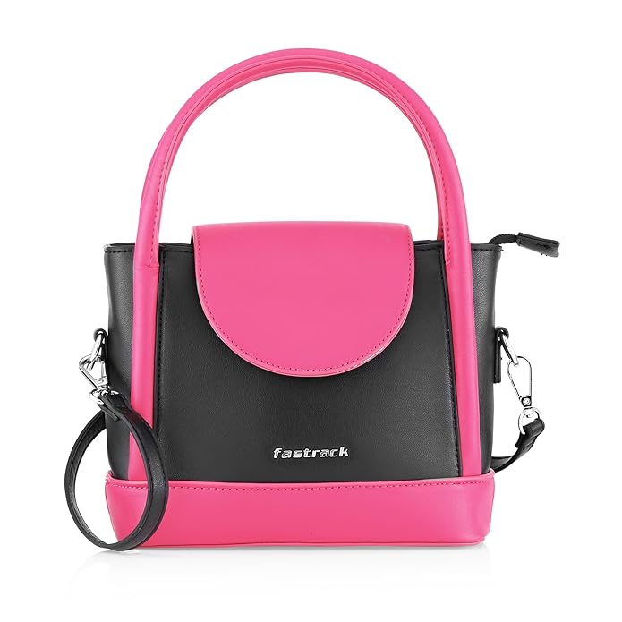 Fastrack Structured Black Colour Blocked Satchel For WomenFastrack Structured Black Colour Blocked Satchel For Women