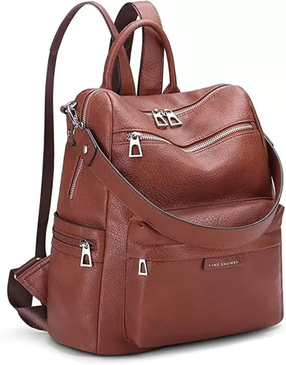 Craftwood Backpack Purse for Women Satchel Handbags Large Capacity Travel Vintage PU Leather Shoulder Bag For Office College