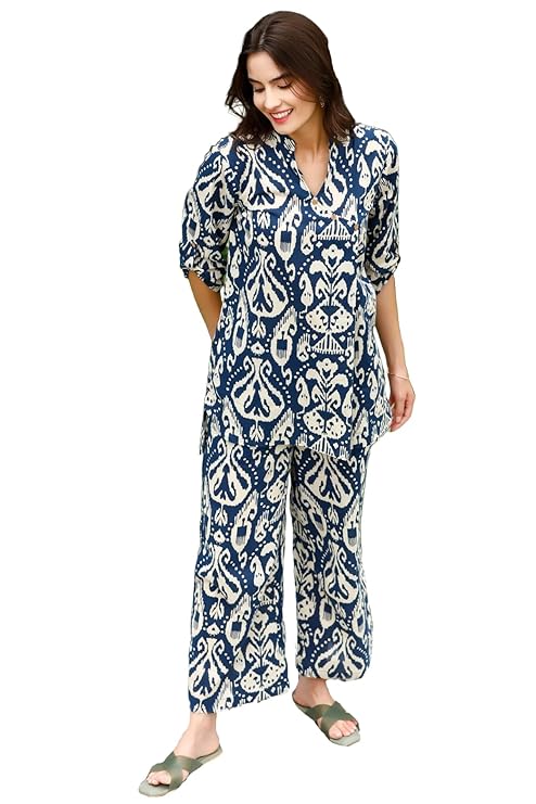 ANNI DESIGNER Cotton Blend Women Loungewear Co-Ord Set