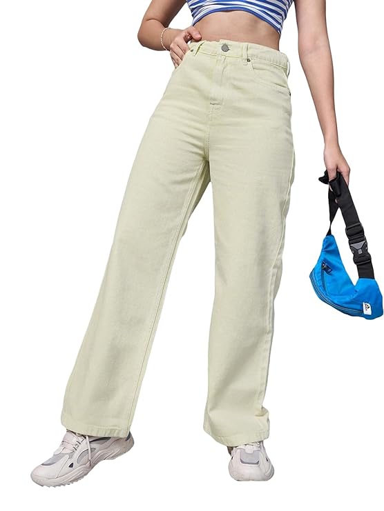 Bewakoof Women’s Solid Straight Fit Cotton Jeans