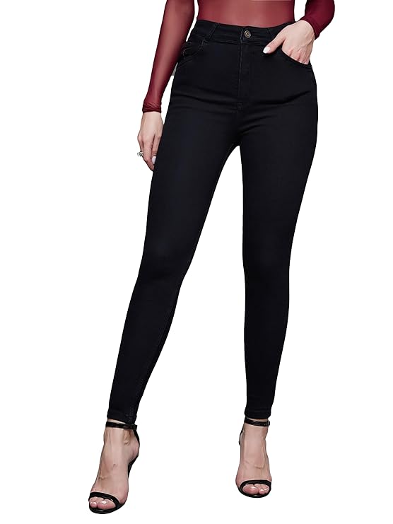 Miss Chase Women’s Skinny Fit High Rise Clean Look Regular Length Clean Look Stretchable Denim Jeans
