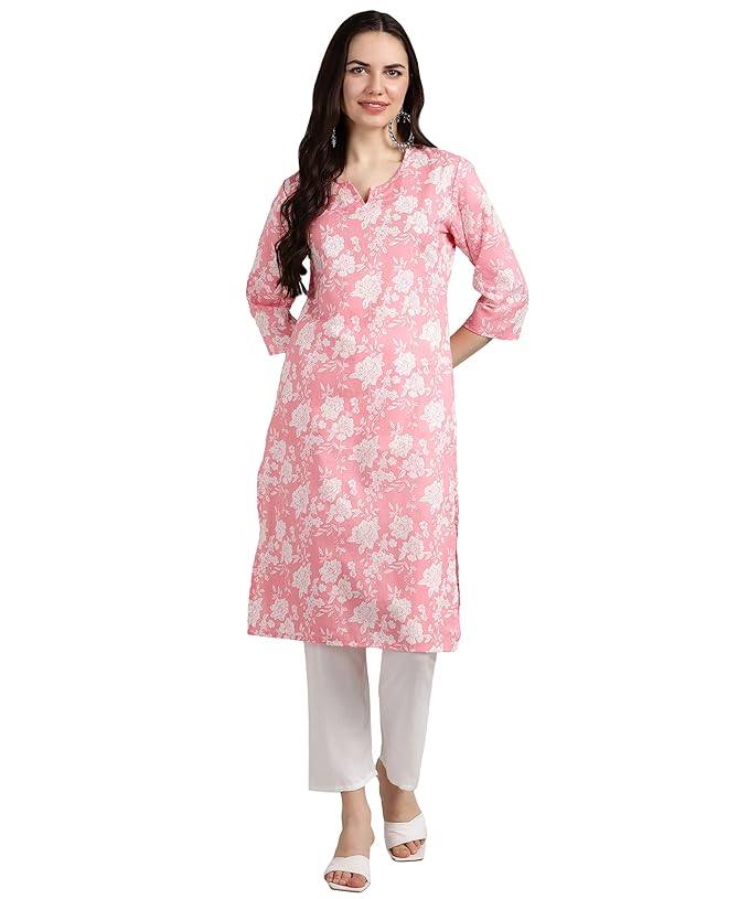 BLOCKS OF INDIA Hand Block Printed Cotton Long Kurta for Women