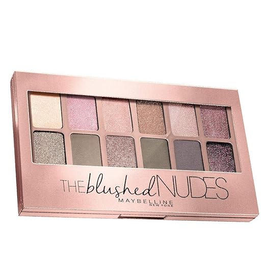 Maybelline New York Eyeshadow Palette, 12 Highly Blendable Shades, Matte and Sheen Colours, The Blushed Nudes, 9g