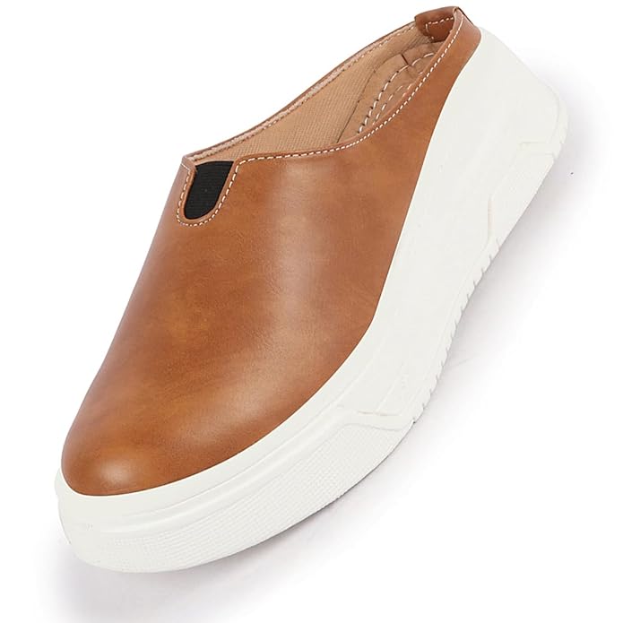 FAUSTO Women's Outdoor Fashion Comfort Open Back Platform Heel Slip On Casual Shoes