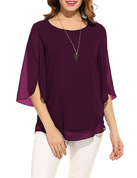PLADO Women’s and Girls Georgette Top Maroon