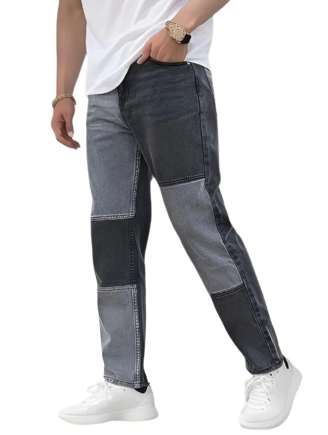 Ben Martin Men’s Stretchable Slim Fit Color Block Casual Denim Jeans