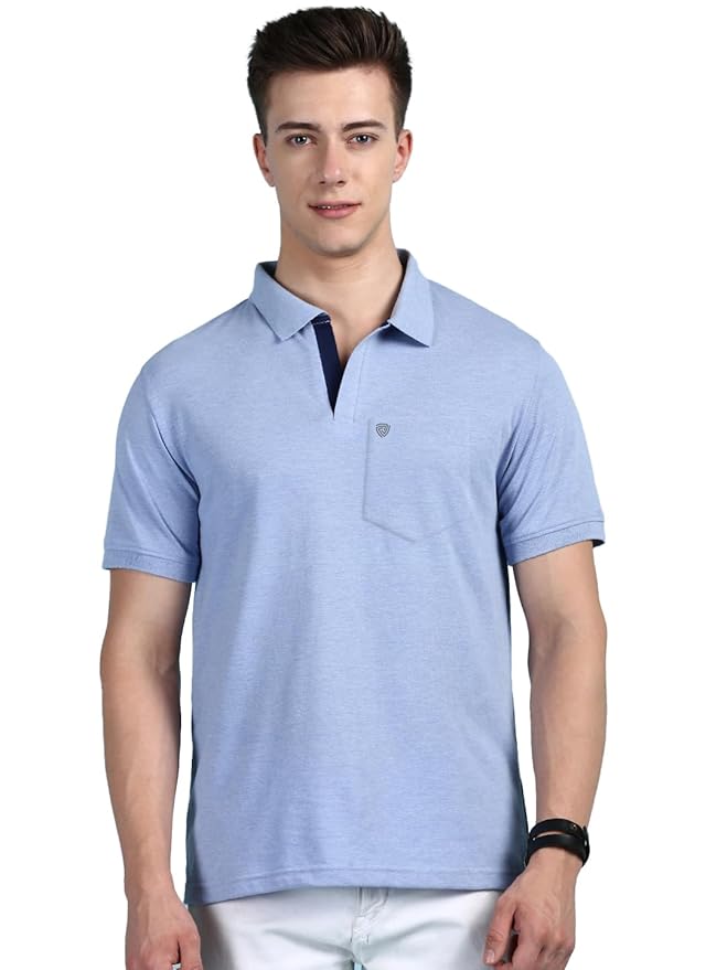 Lux Cozi Men’s Regular Fit Polo Neck Half Sleeve Solid Casual T-Shirt with Chest Pocket for Casual Wear | Polo T-Shirt for Men |
