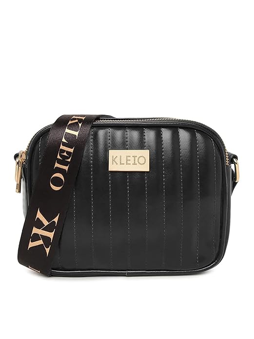 KLEIO Vegan Leather Quilted Elegant Sling Bag For Women with Adjustable Straps & Zip | Casual Crossbody Bag for Girls for Everyday Use, Parties, Functions, College & Office