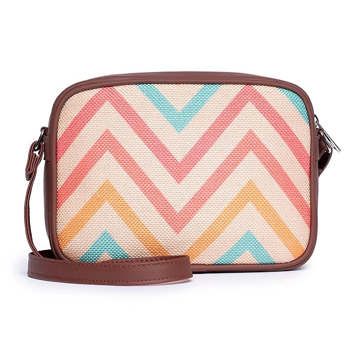 ZOUK Handmade Vegan Leather Women's Sling Cross-Body Bags With Adjustable Shoulder Strap