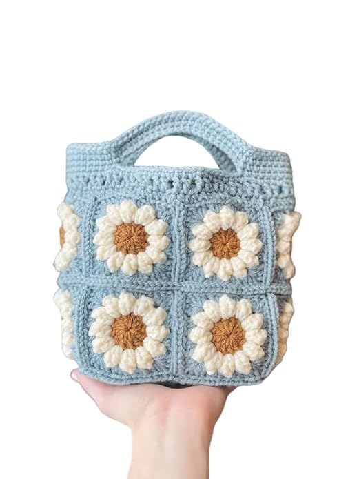 ZZARA DECORATION Womens Modern Crochet Relaxed Fit Handmade Bag, Crochet Relaxed Fit Bag Shoulder Bag, Reusable Bag, Crochet Market Bag, Crochet Purse Market Bag,Blue