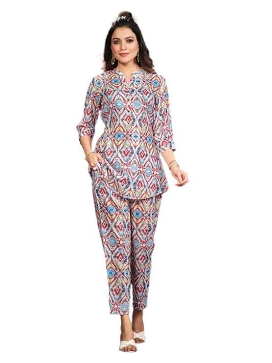NAINVISH Ethnic Co Ord Set | Casual Wear Pant Top Set | Fancy Co-Ord Set | Full Pair Set | Women Kurta Sets Kurtis | Women Kurta Pant Set | Coord Sets for Women