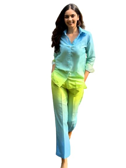 Fashionfrik Rayon co ord set for women| Western Co-Ord Set |Shirt Pant Cord set |co ord sets women airport look | two piece co ord set women (7311)