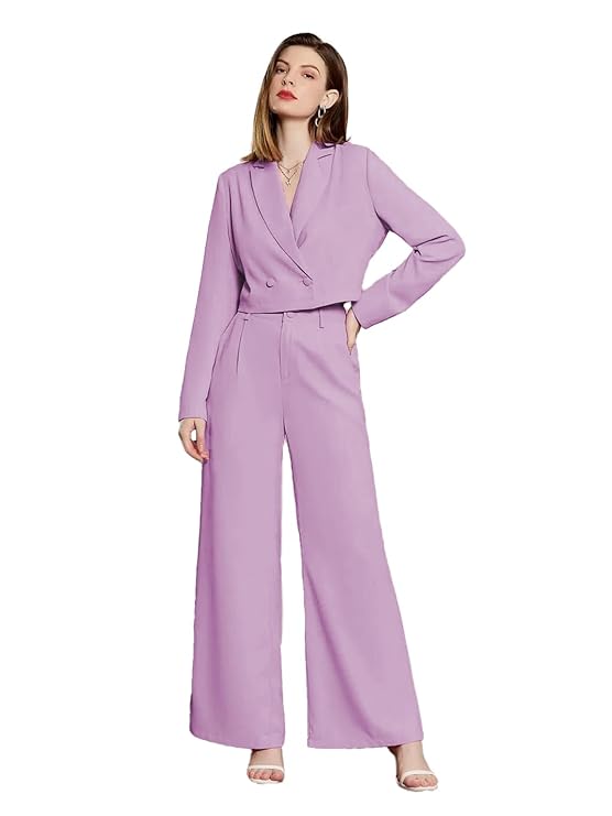 KOTTY Women’s Solid Relaxed Fit Full Sleeve Co-ord Blazer and Trouser Set.