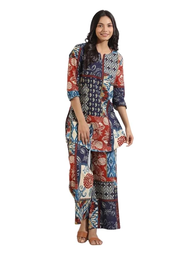 Leriya Fashion Kurta Set for Women || Ethnic Co Ord Set || Casual Kurta Set for Women || Fancy Kurta Set || Kurti Set for Women || Rayon Printed Short Kurti with Pant Set