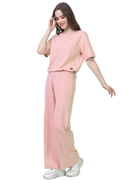 Kepa Women Casual Summer co ords Set Track Suit Crop Top Baggy Pant