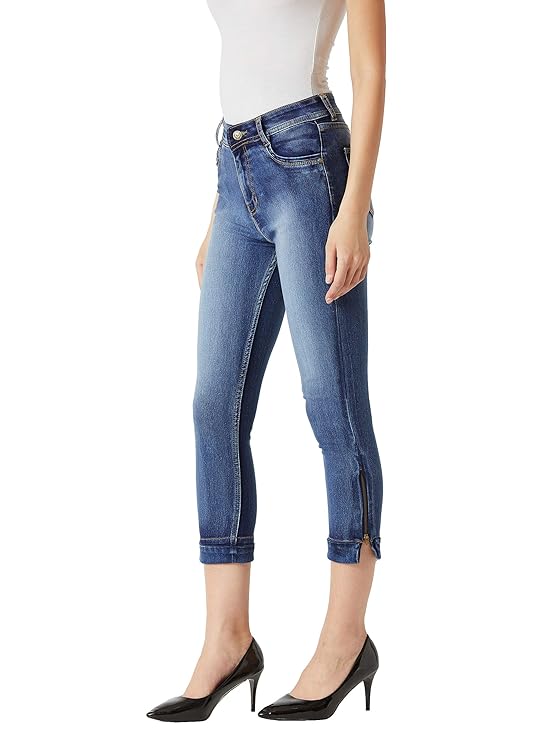 Miss Chase Women’s Blue Skinny Fit High Rise Ankle Length Denim Stretchable Jeans