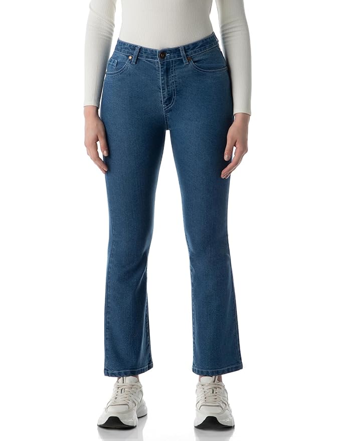 INKD Women's Flared Bootcut Jeans - High-Rise | Enzyme Wash with Classic 5 Pocket Styling
