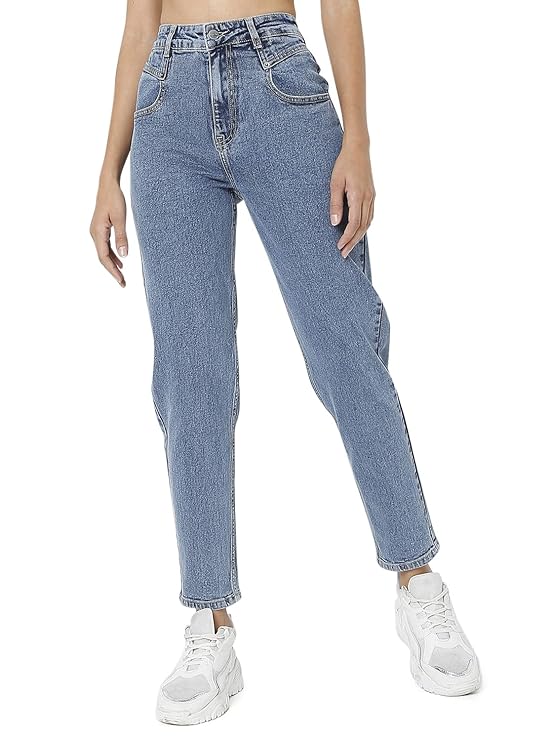 AKA CHIC Women Tapered Fit High Rise Stretchable Cotton Jeans