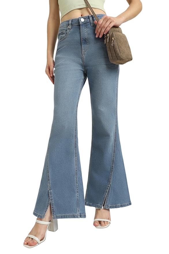 FOREVER 21 Womens Solid Flared Jeans Jeans