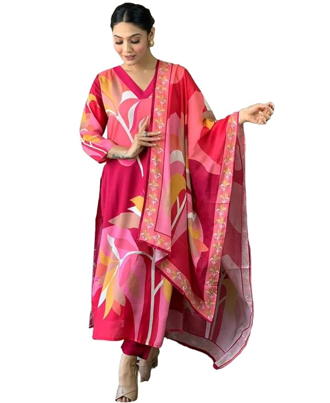 ANNI DESIGNER Women’s Cotton Blend Kurta with Pant & Dupatta