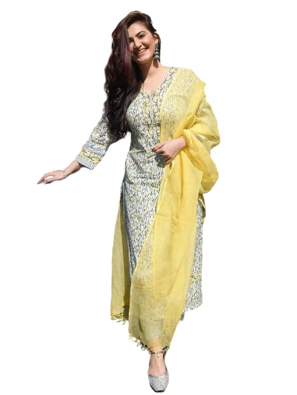 Pinkmint Women Floral Printed Kurta and Pant Set with Dupatta