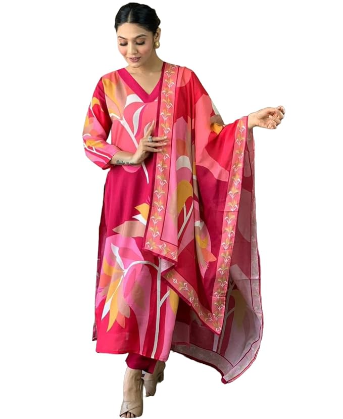 ANNI DESIGNER Women's Cotton Blend Kurta with Pant & Dupatta