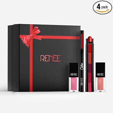 RENEE Fab Look Makeup Kit Combo| Includes Fab 5 Lipsticks, Black Kajal & Lip Glosses| Best Gifts for Girlfriend, Wife, Women