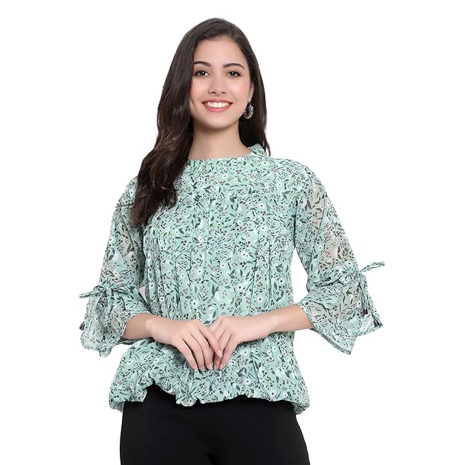 Sky Heights Women Green Floral Top
