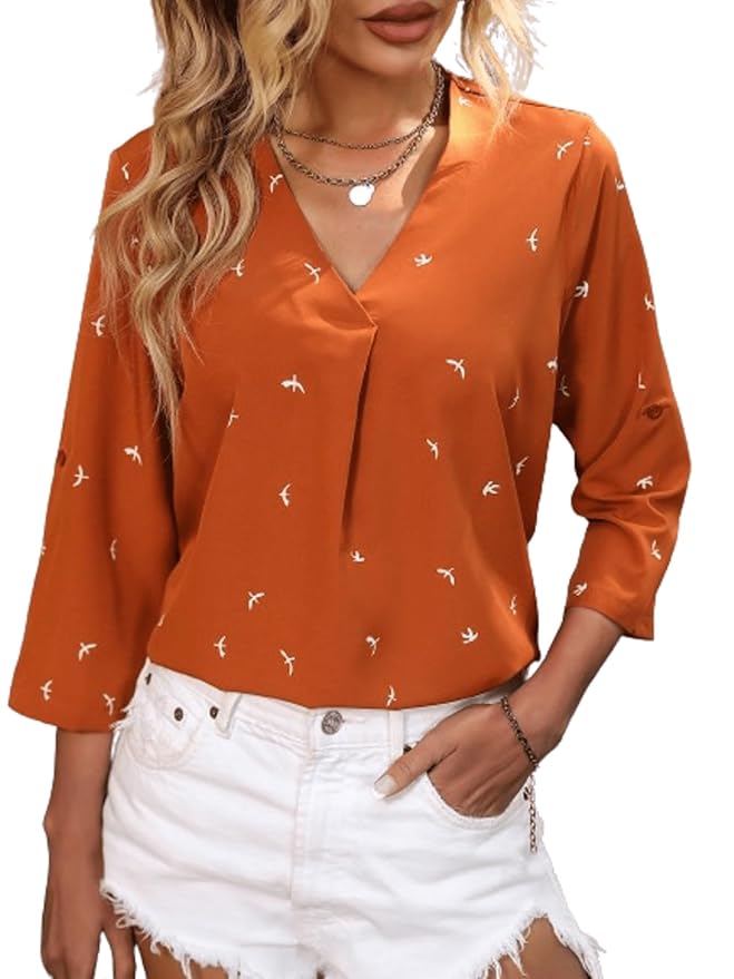 Kvinner Flying Bird Print Regular Fit Casual Top for Women’s & Girl’sKvinner Flying Bird Print Regular Fit Casual Top for Women’s & Girl’s