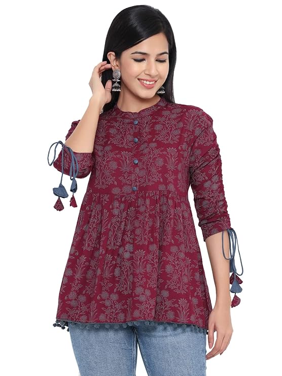 KBZ Women’s Rayon Floral Print Regular Wear Top