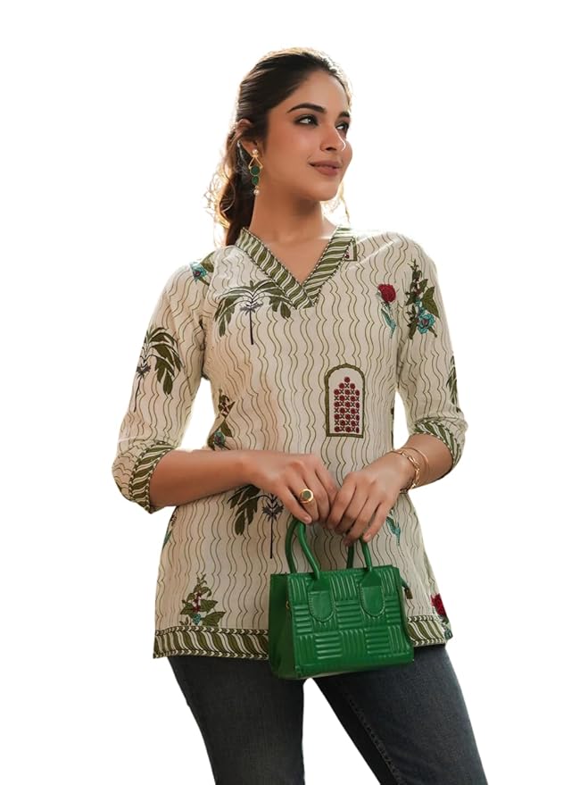 NAINVISH Tops for Women Printed Shirt Top for Women | Tops for Women Stylish Latest | Office Wear Tops for Women | Cotton Blend Tops for Women | Women Top | Girls Top Women